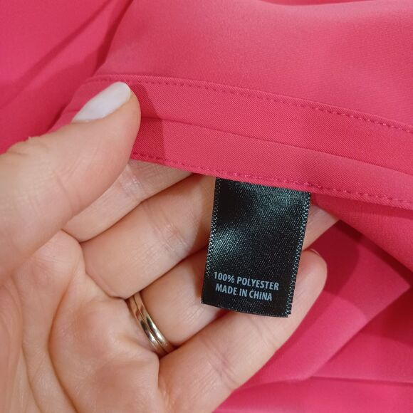 ST. JOHN Draped Dolman Sleeve Blouse Size M Pink Lagenlook Relaxed Fit Collared - Picture 7 of 9